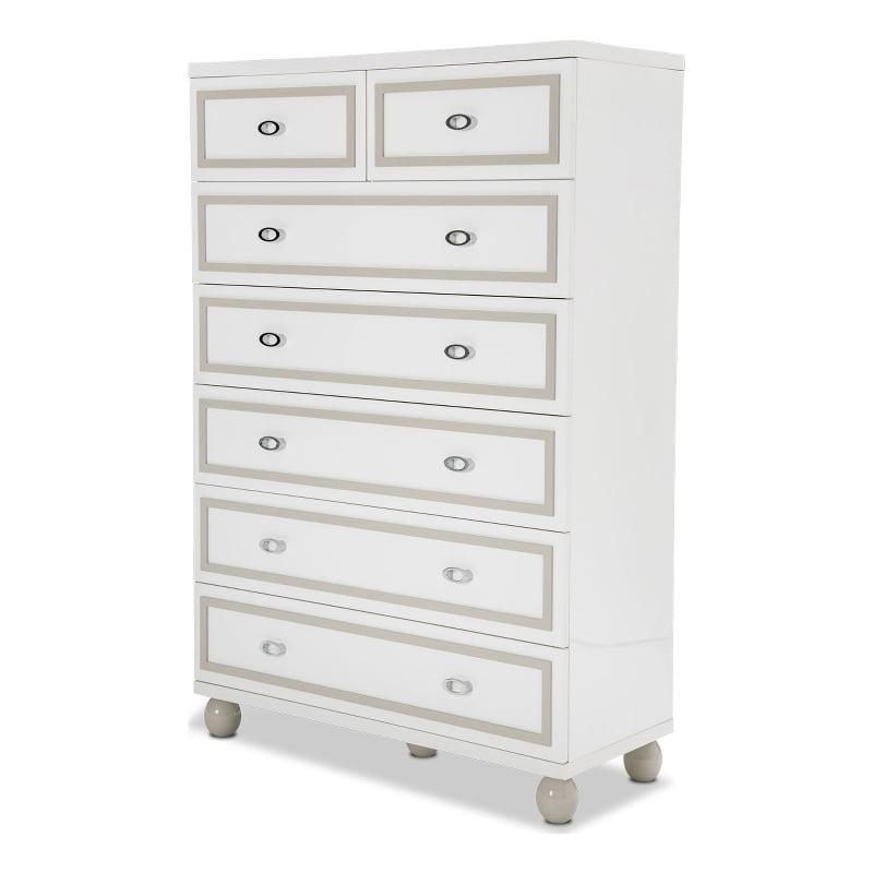 Cloud White 7-Drawer High Gloss Dresser with Soft Close