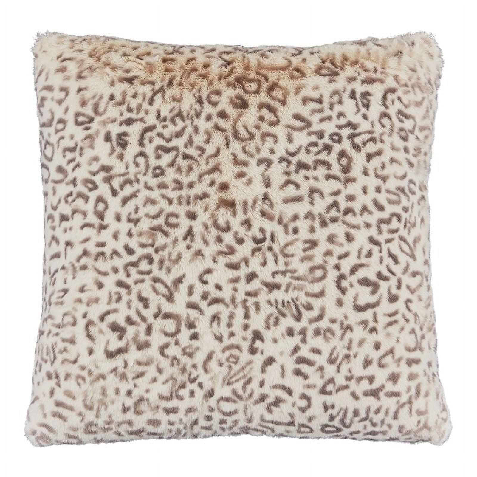 Beige and White Faux-Fur Snow Leopard 20" Throw Pillow