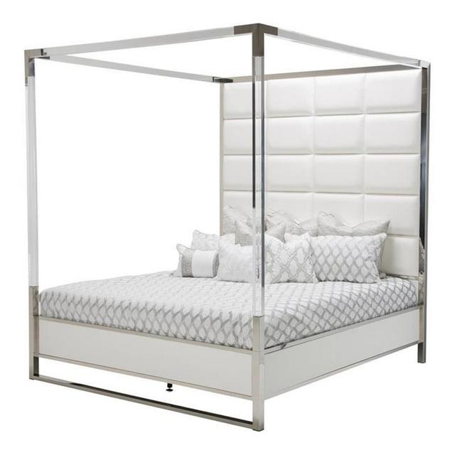 Michael Amini State St. Queen Canopy Bed in Off White