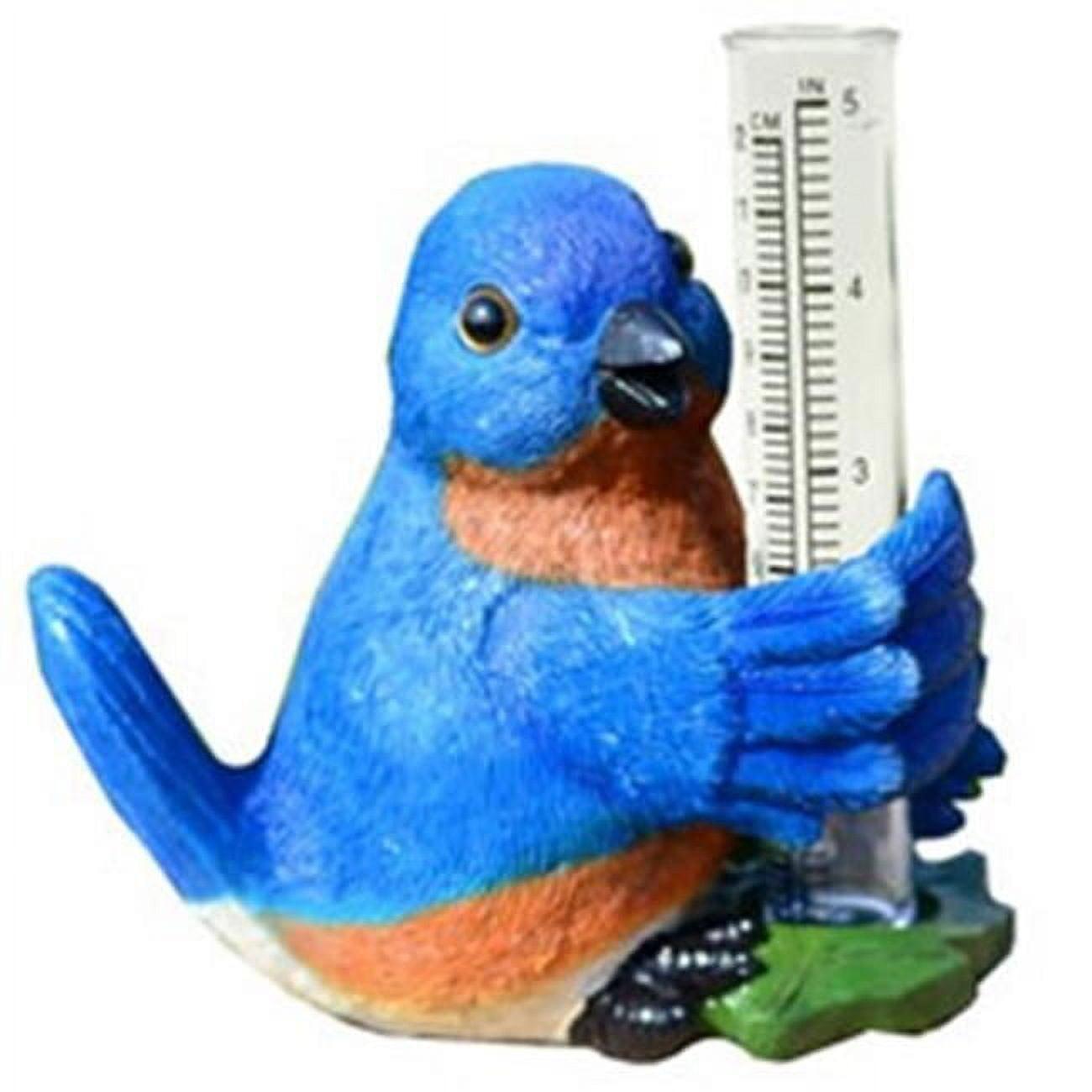 Hand-Painted Blue Bird Polyresin Rain Gauge