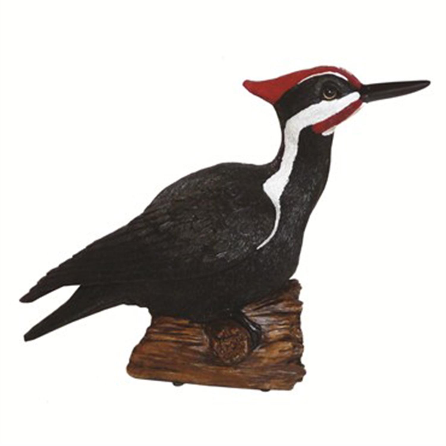 Lifelike Black and Red Polyresin Woodpecker Garden Figurine