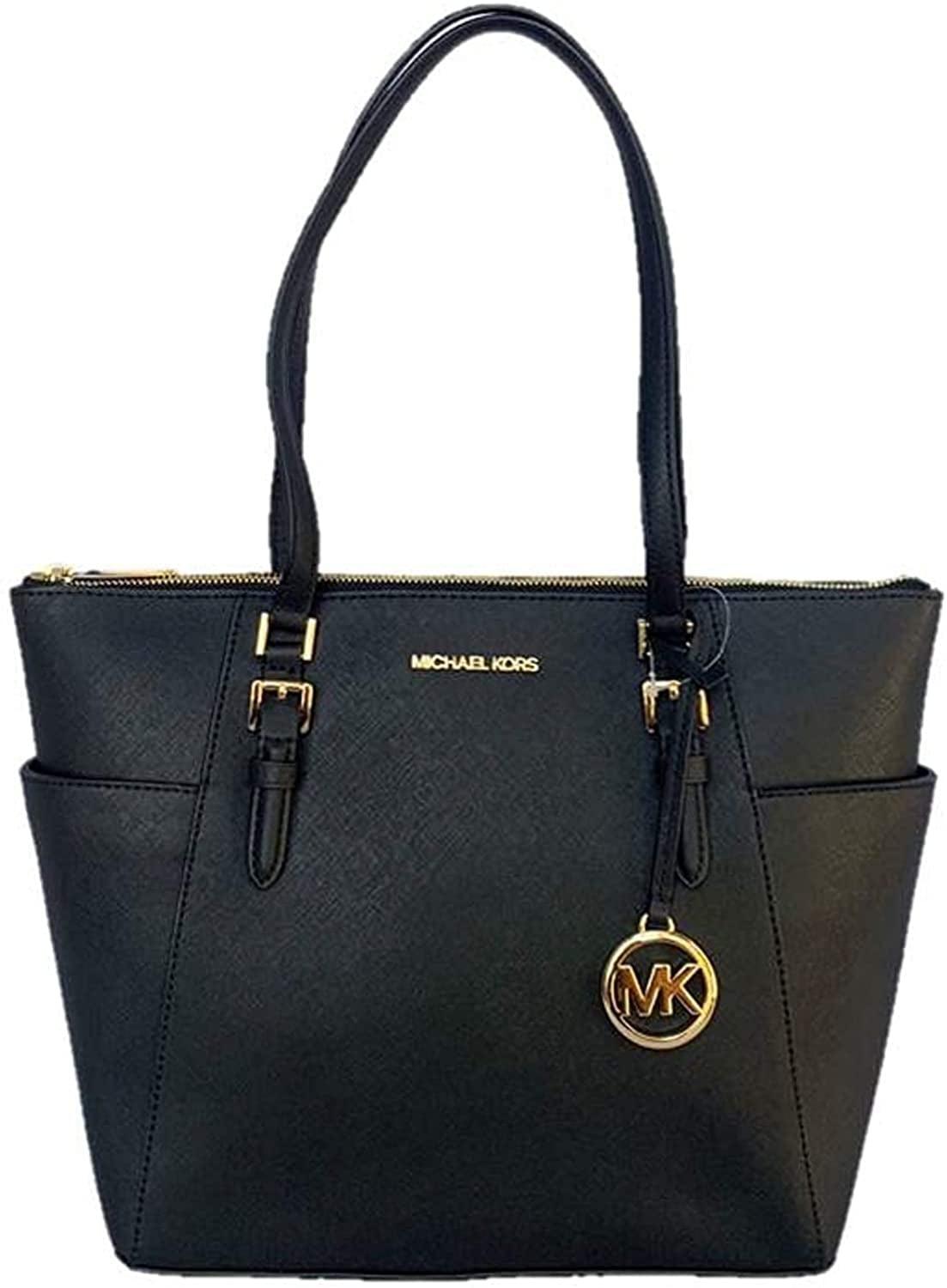 Black Saffiano Leather Large Top Zip Tote