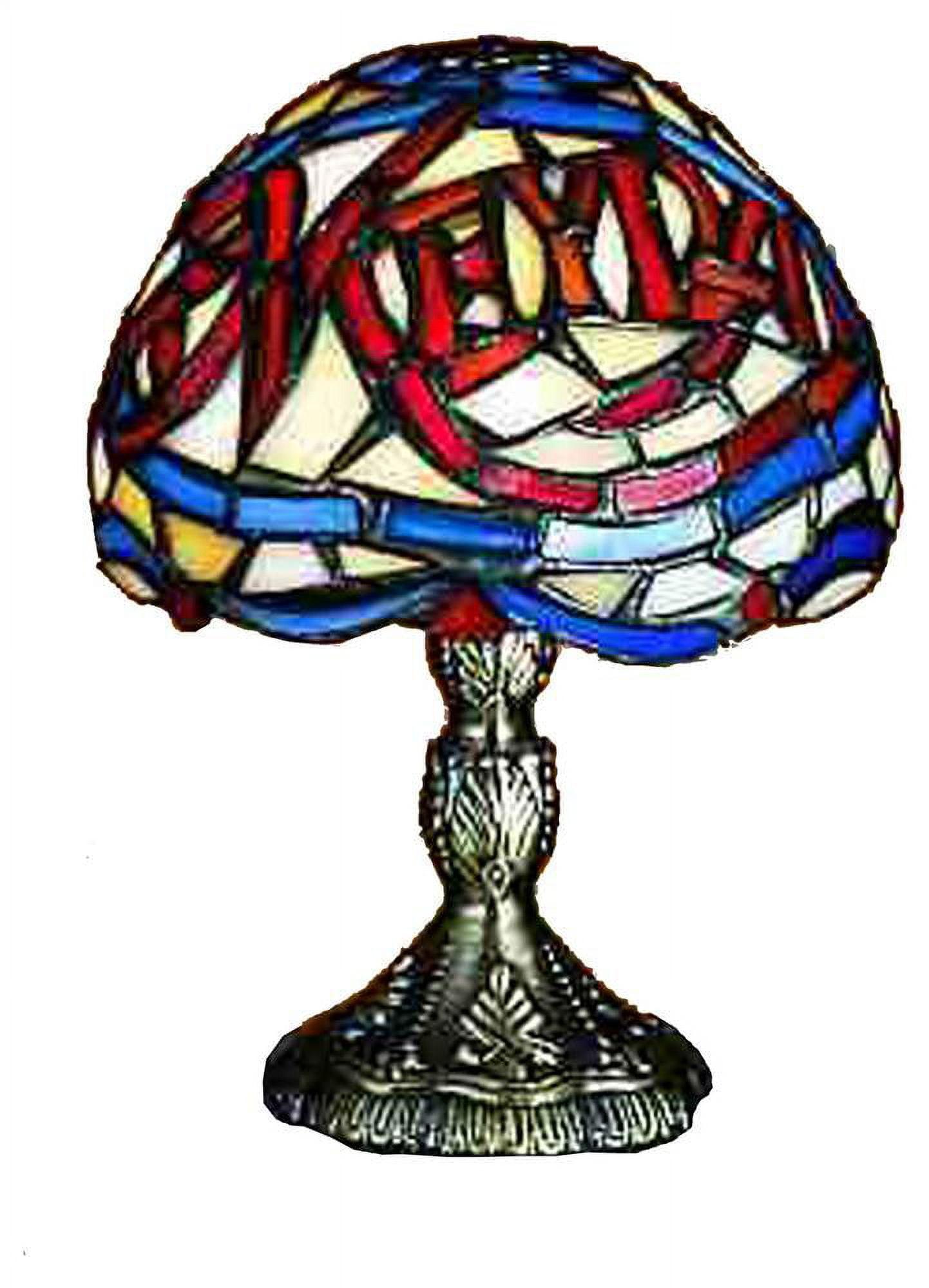 Meyda Miniature Stained Glass Blue Tiffany Table Lamp