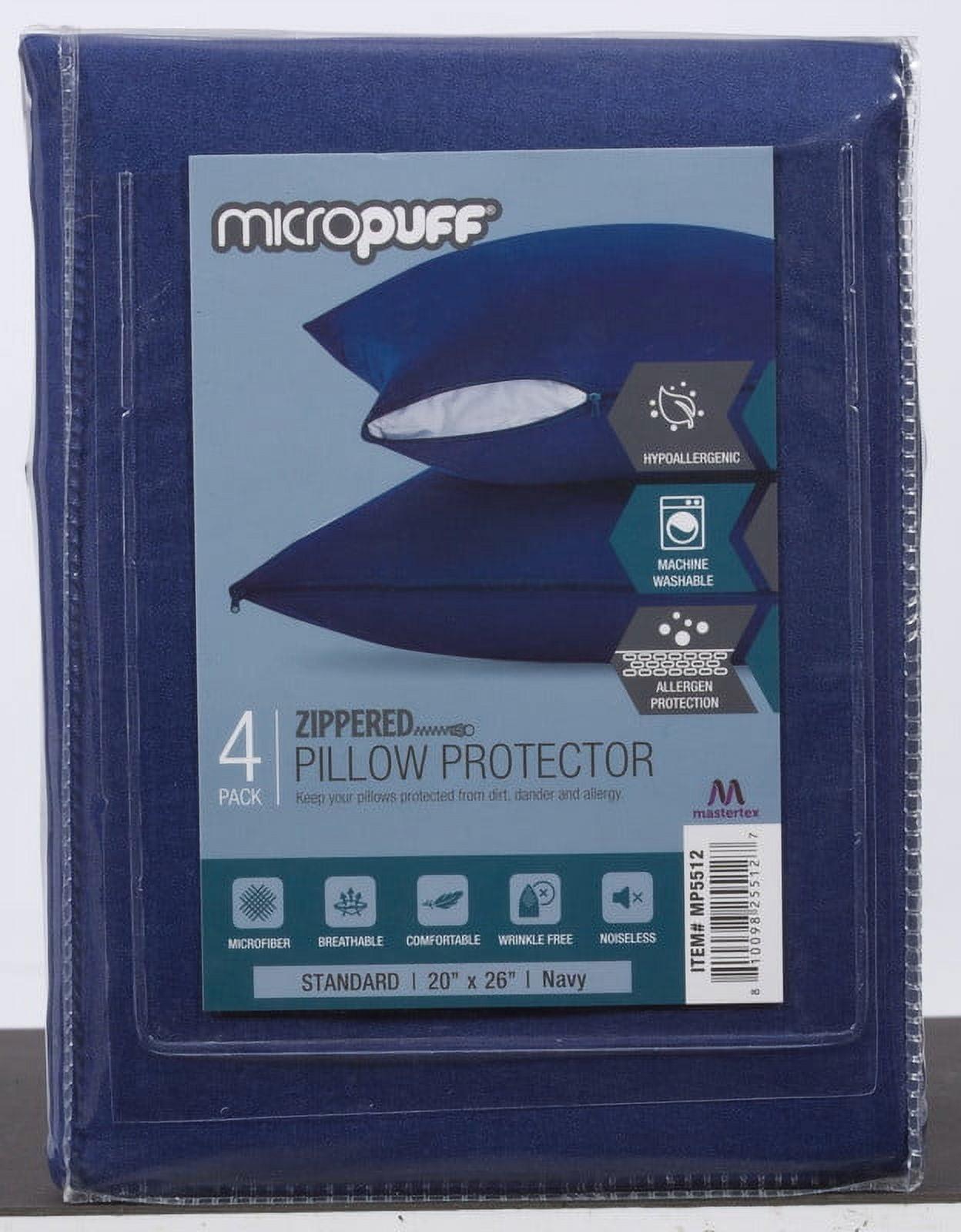 Micropuff - 100% Microfiber Zippered Pillow Protector (4 pck) Queen 20*30 - Navy