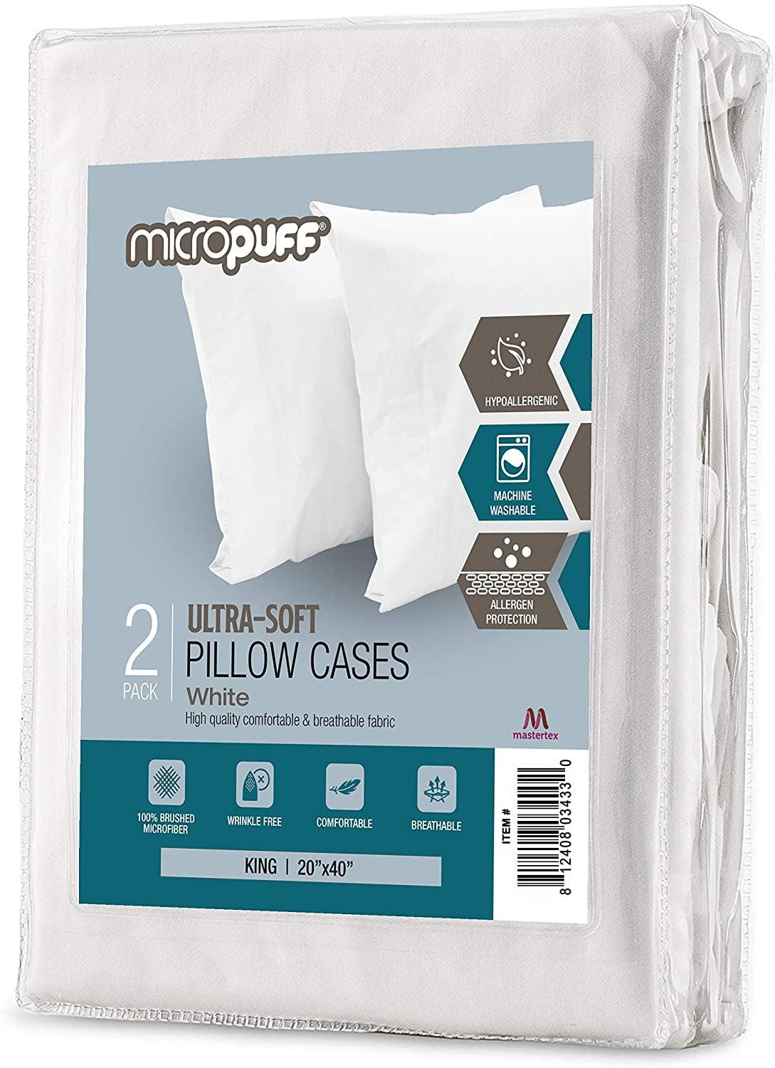 King Size Ultra-Soft White Microfiber Pillow Cases, 2 Pack