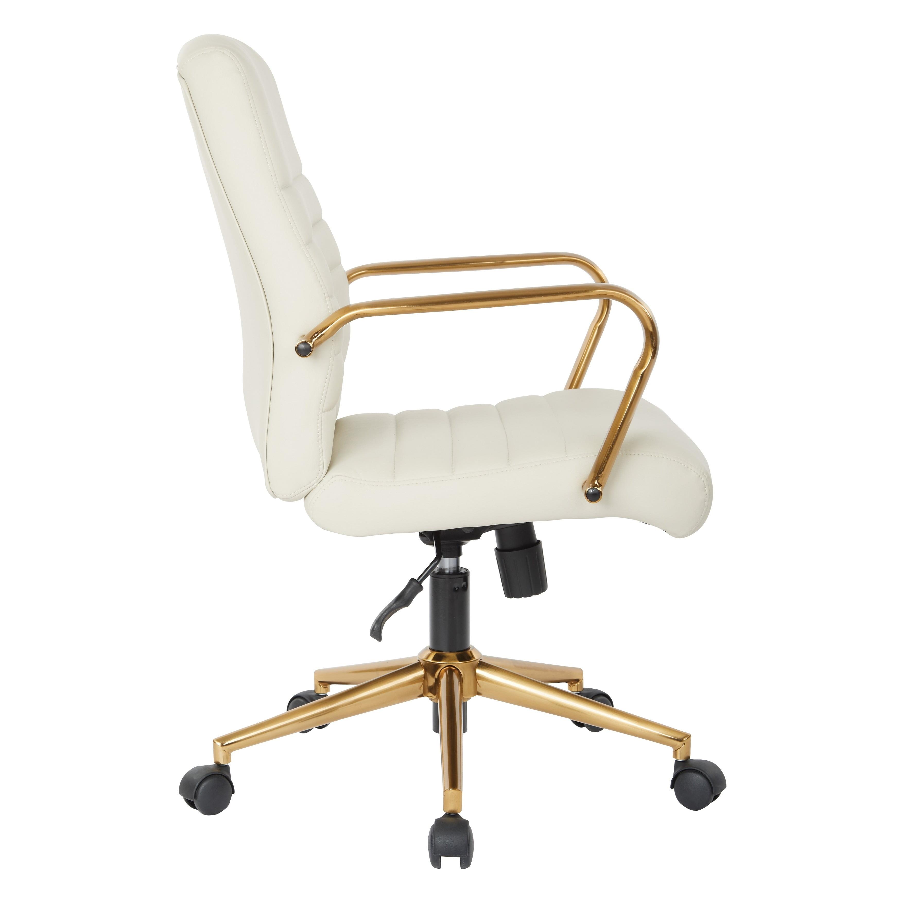 Mid-Back Cream Faux Leather Chair with Gold Finish Arms and Base K/D