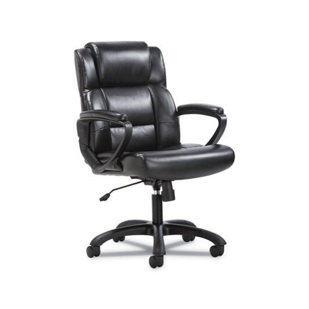 SofThread Luxe Black Leather Mid-Back Executive Swivel Chair