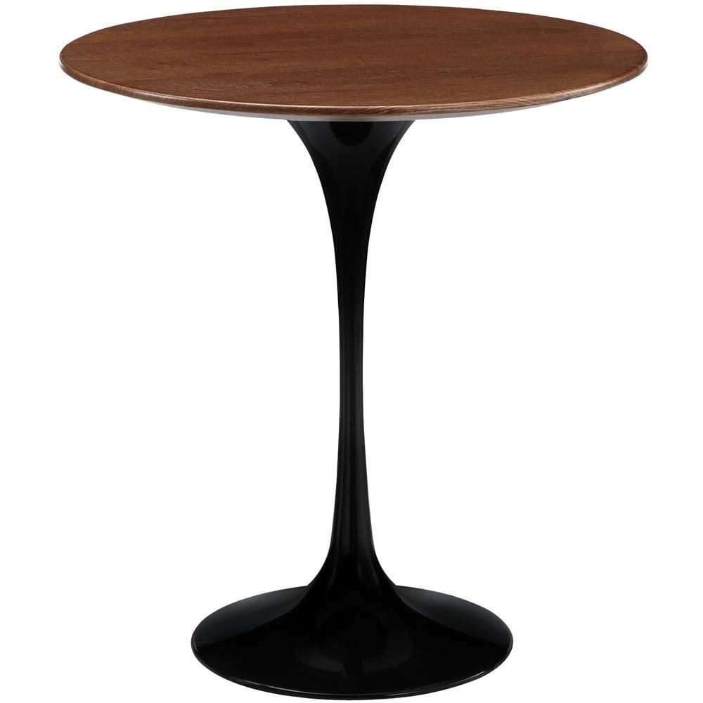 Mid-Century 20" Round Wood Side Table, Black