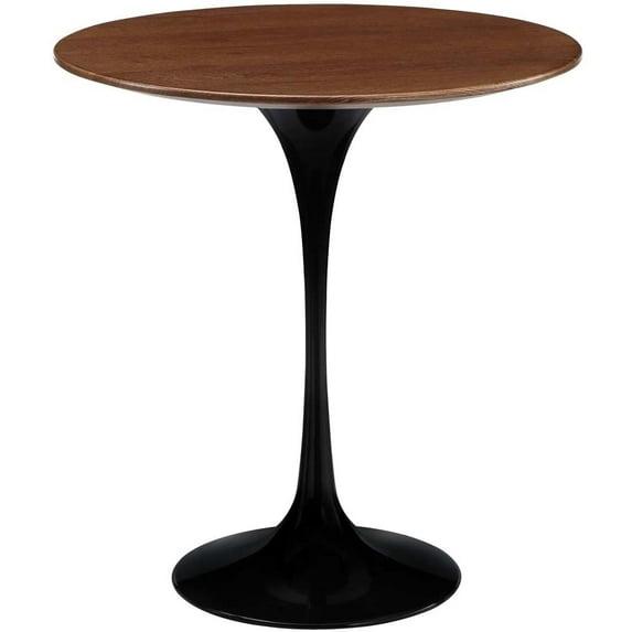 Mid-Century 20" Round Wood Side Table, Black