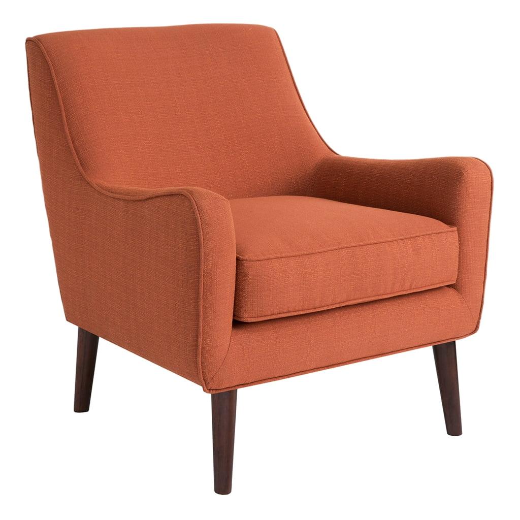 Burnt Orange Mid-Century Wooden Leg Accent Chair