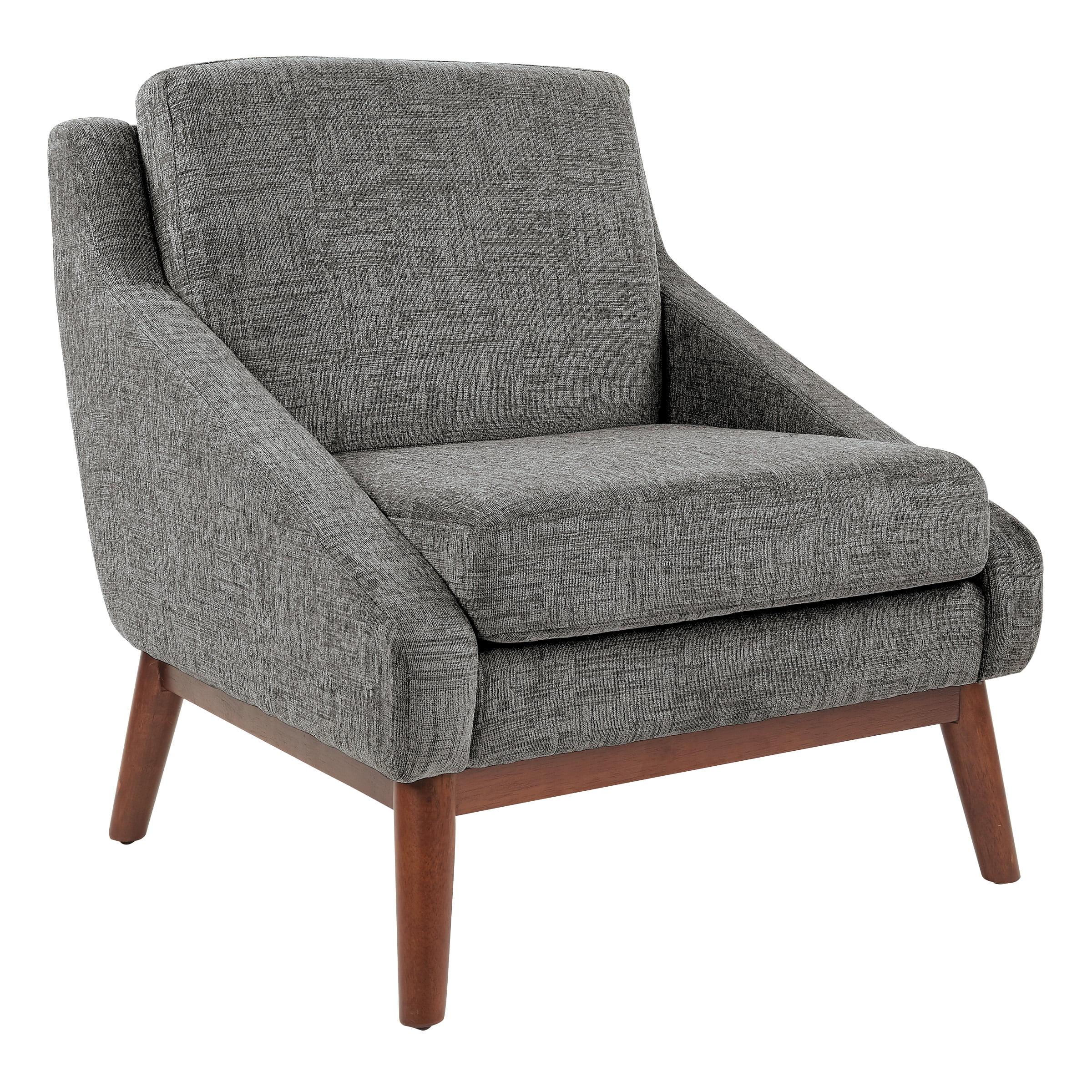 Charcoal Fabric Mid-Century Club Chair with Coffee Wood Legs