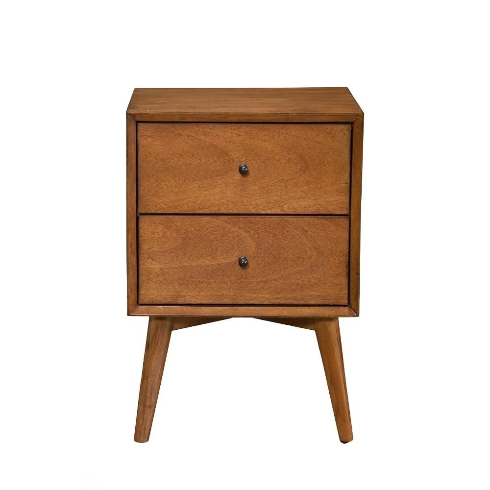 Flynn Acorn Brown Mahogany 2-Drawer Nightstand, 18"W x 15"D x 26"H