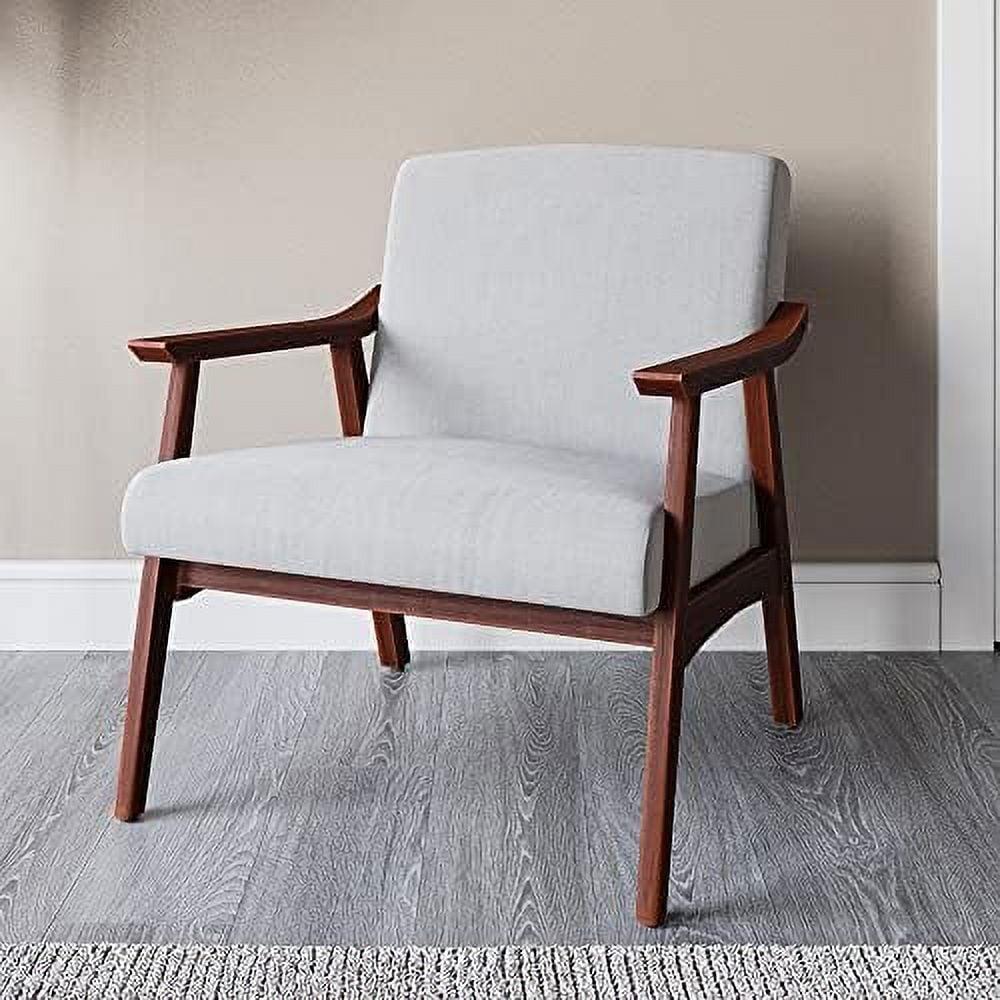 BELLEZE Accent Chair Armchair with Linen Fabric - Bianca (Gray)