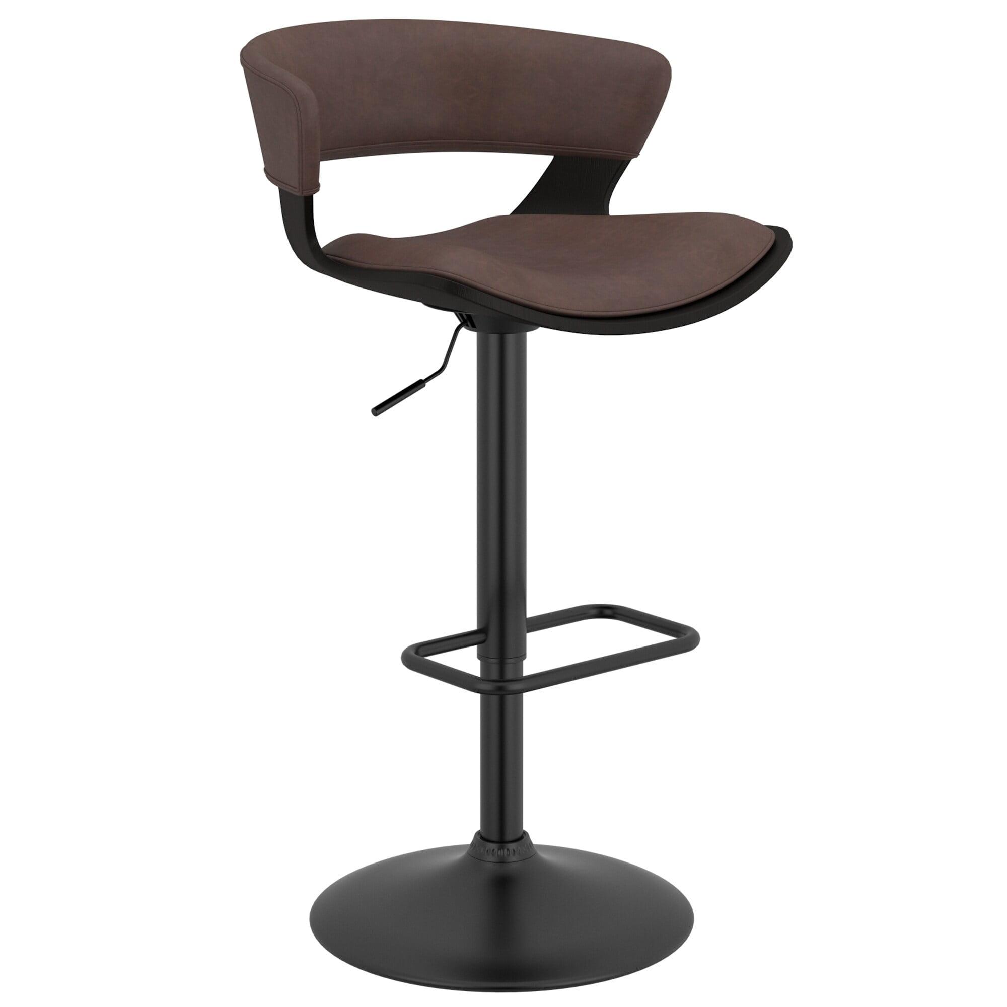 Mid-Century Modern Rover Adjustable Swivel Barstool in Brown