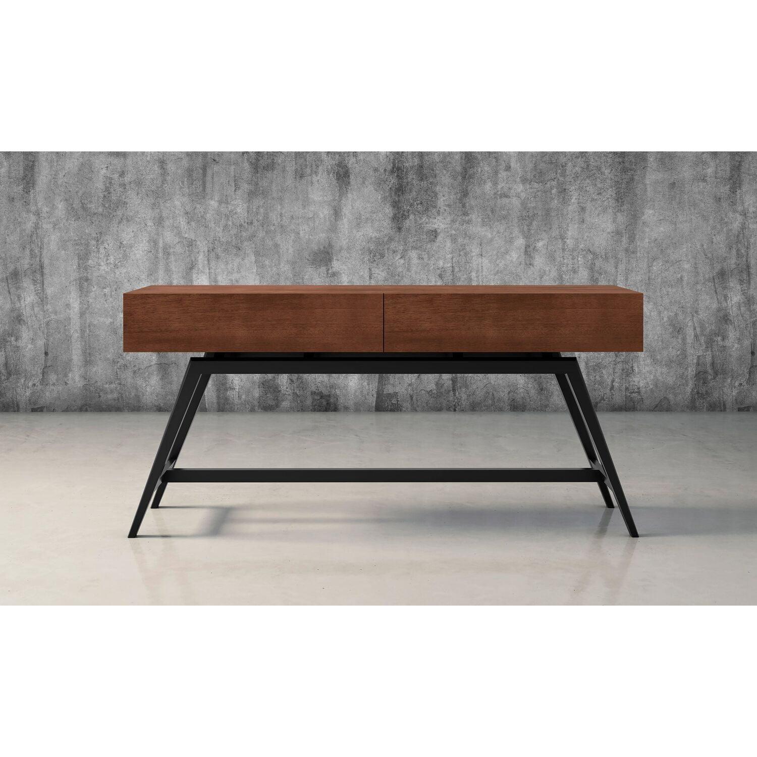 Mid-Century Modern Brazilian Cherry Console Table 63 Cognac Finish - Furnitech-Color:Cognac,Material:Wood