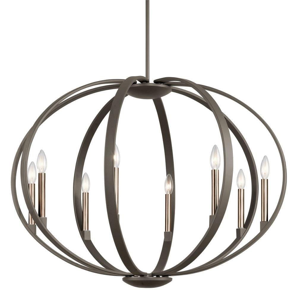 Elata 36" Pewter and Bronze 8-Light Candle Chandelier