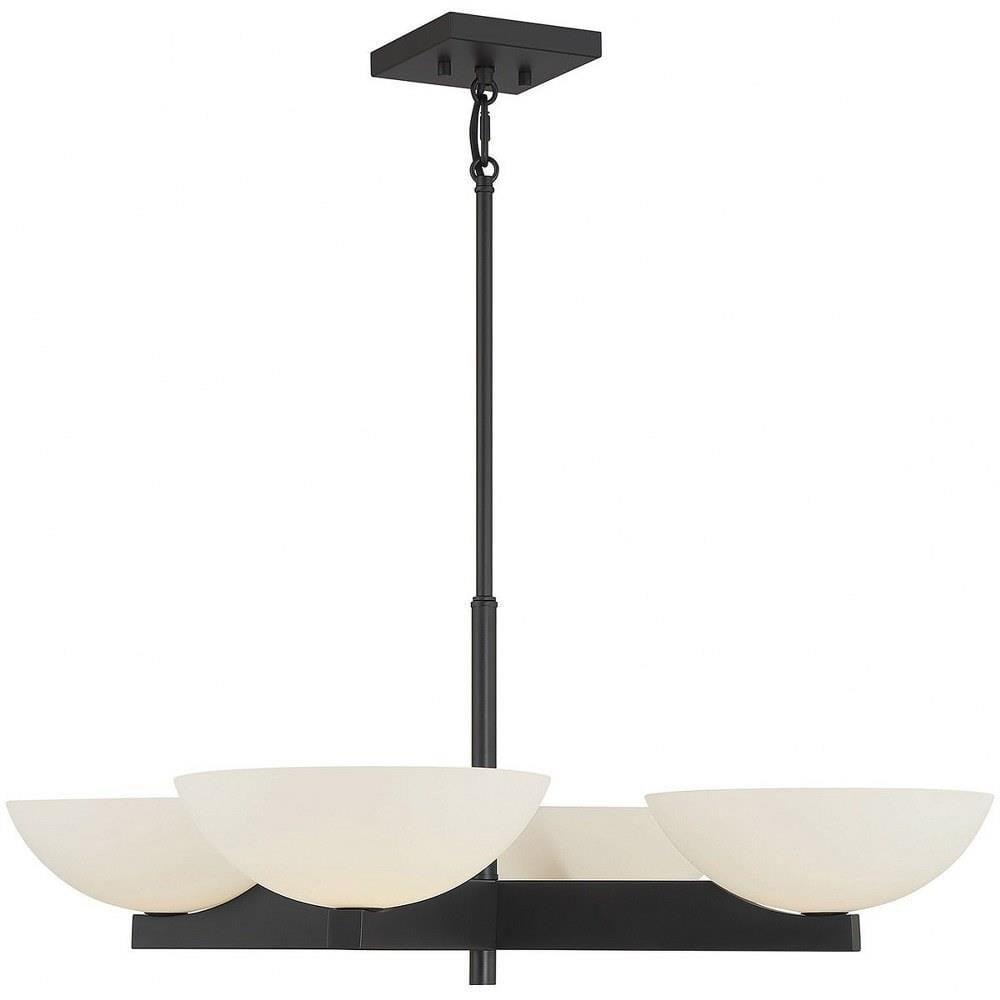 Matte Black Mid-Century Modern 4-Light Chandelier