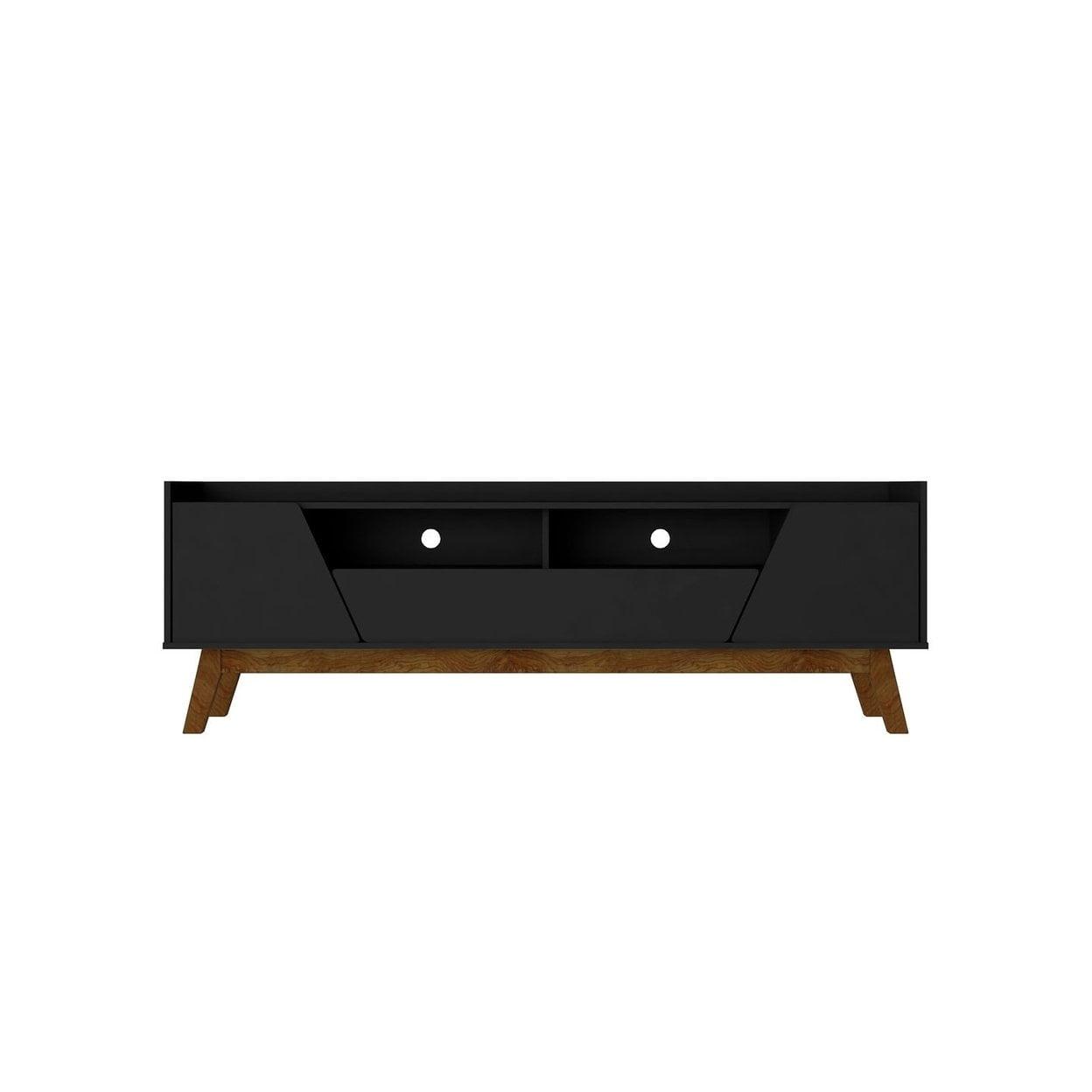 Marcus Mid-Century Modern 4 Shelf TV Stand for 65-70" TVs, Cable Management - Manhattan Comfort