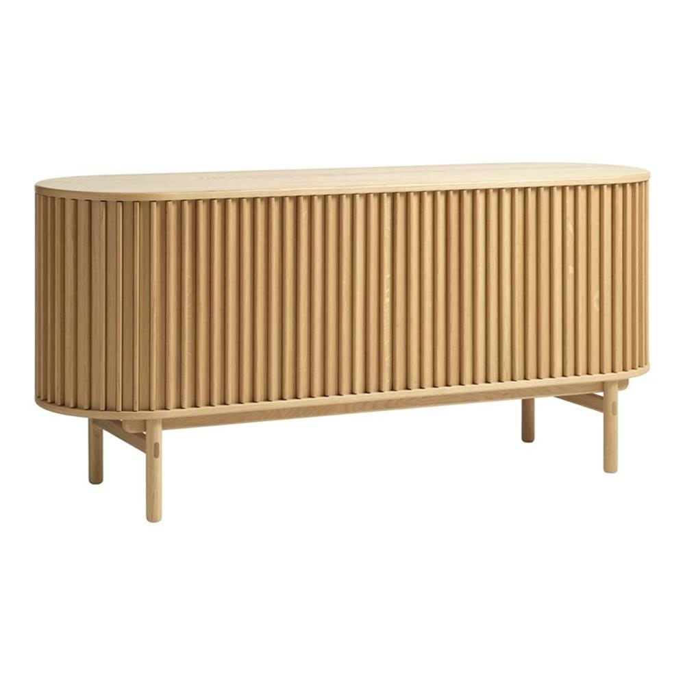 Natural Oak Mid-Century Modern Sliding Door Sideboard 63"W