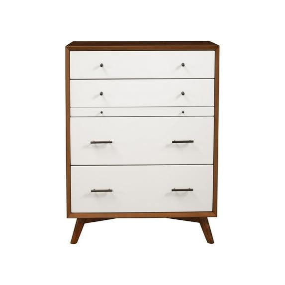 Mid-Century Modern Style Wooden Chest With Four Drawers, Brown and White