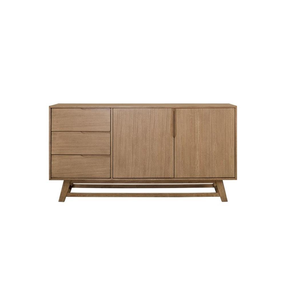 Mid-Century Modern Wood Sideboard Dining Storage CabinetFully Assembled Brown