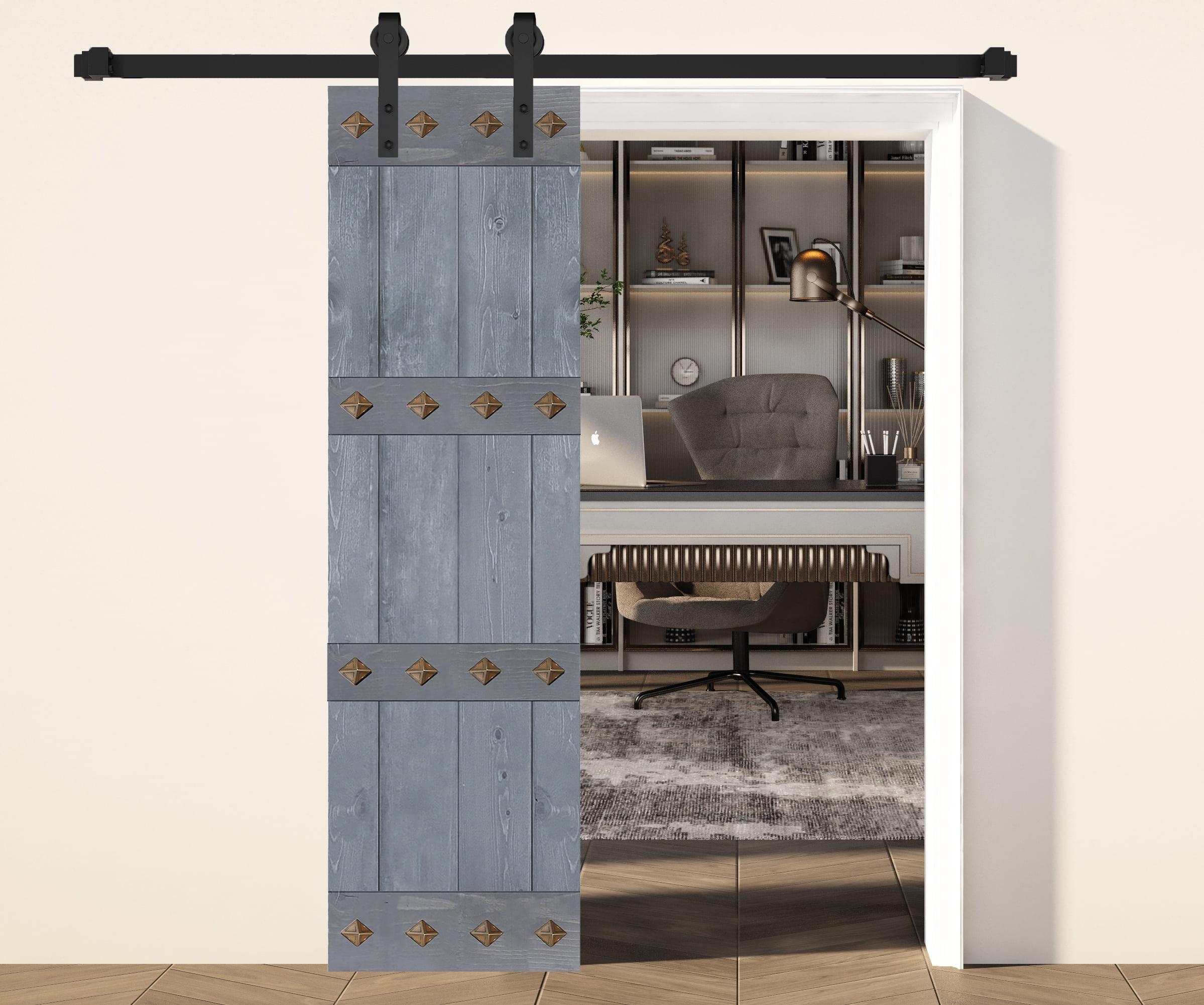 IsLife 84'' Solid Wood Paneled Matte without Installation Hardware Kit Barn Door