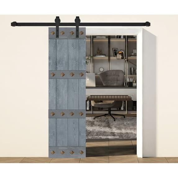 IsLife 84'' Solid Wood Paneled Matte without Installation Hardware Kit Barn Door
