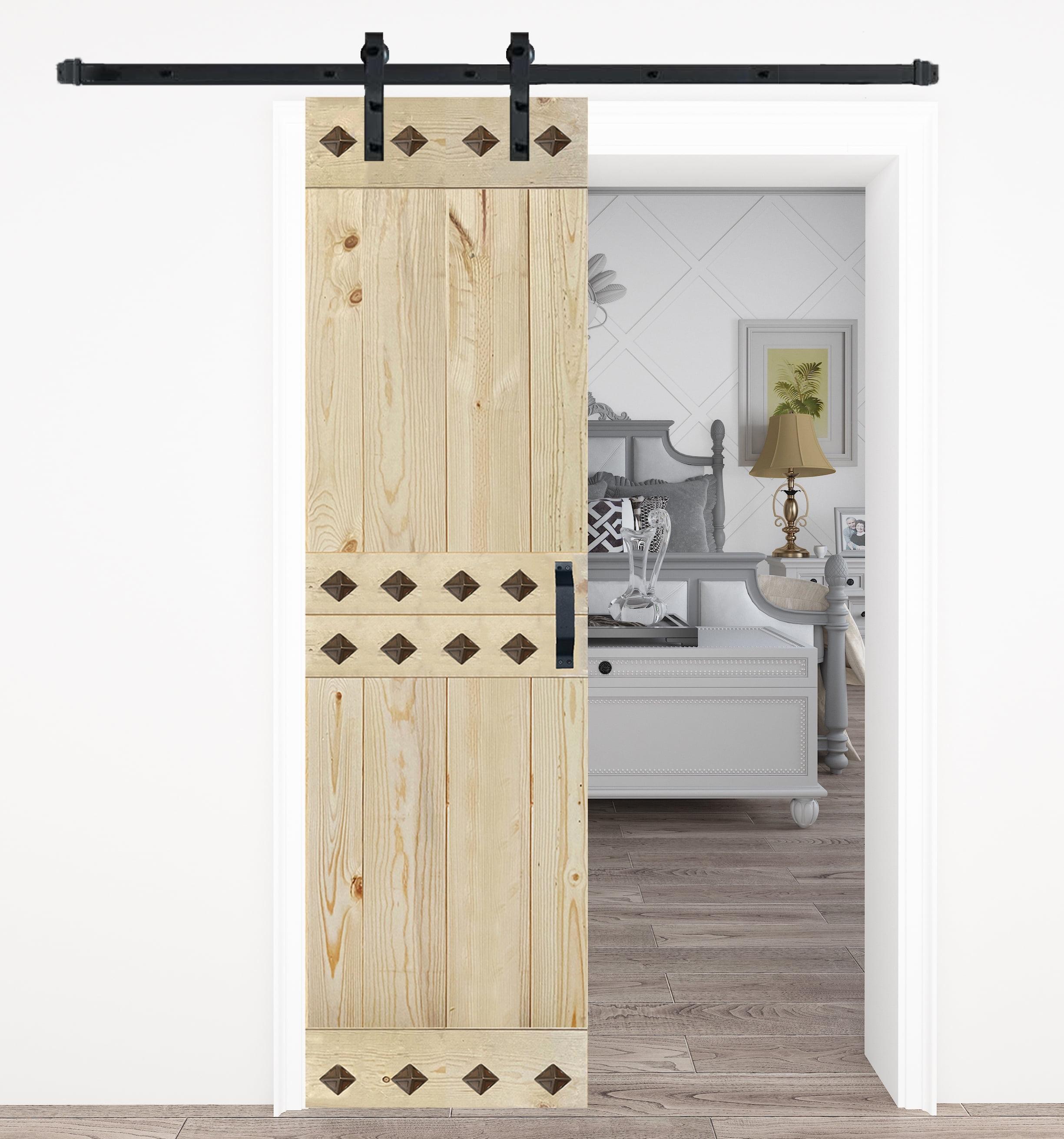 IsLife 84'' Solid Wood Paneled Matte with Installation Hardware Kit Barn Door