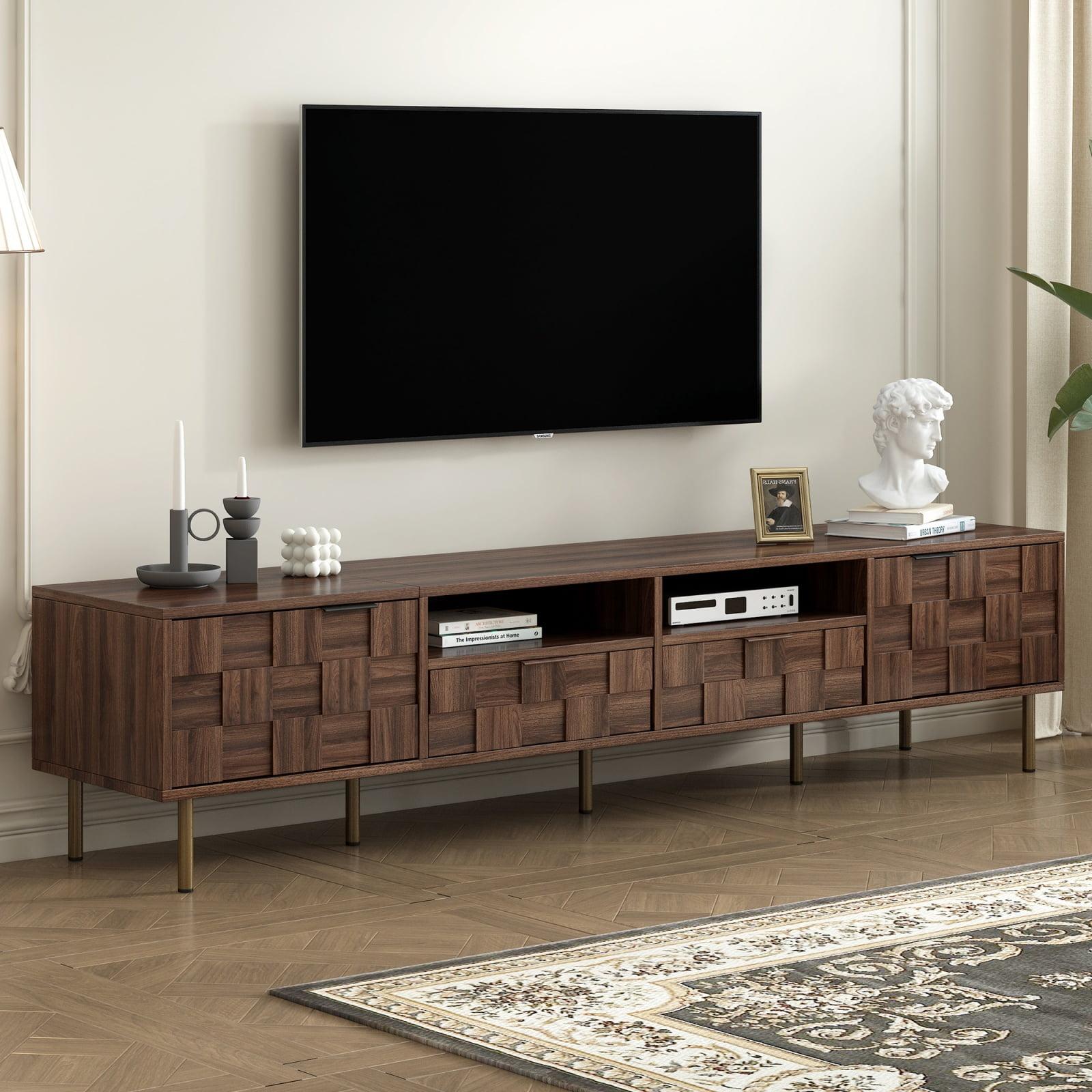 George Oliver Mid Century TV Stand with 2 Drawers, Media Console Table for TVs up to 85'', Entertainment Center with Storage for Living room, Bedroom, Home Theatre