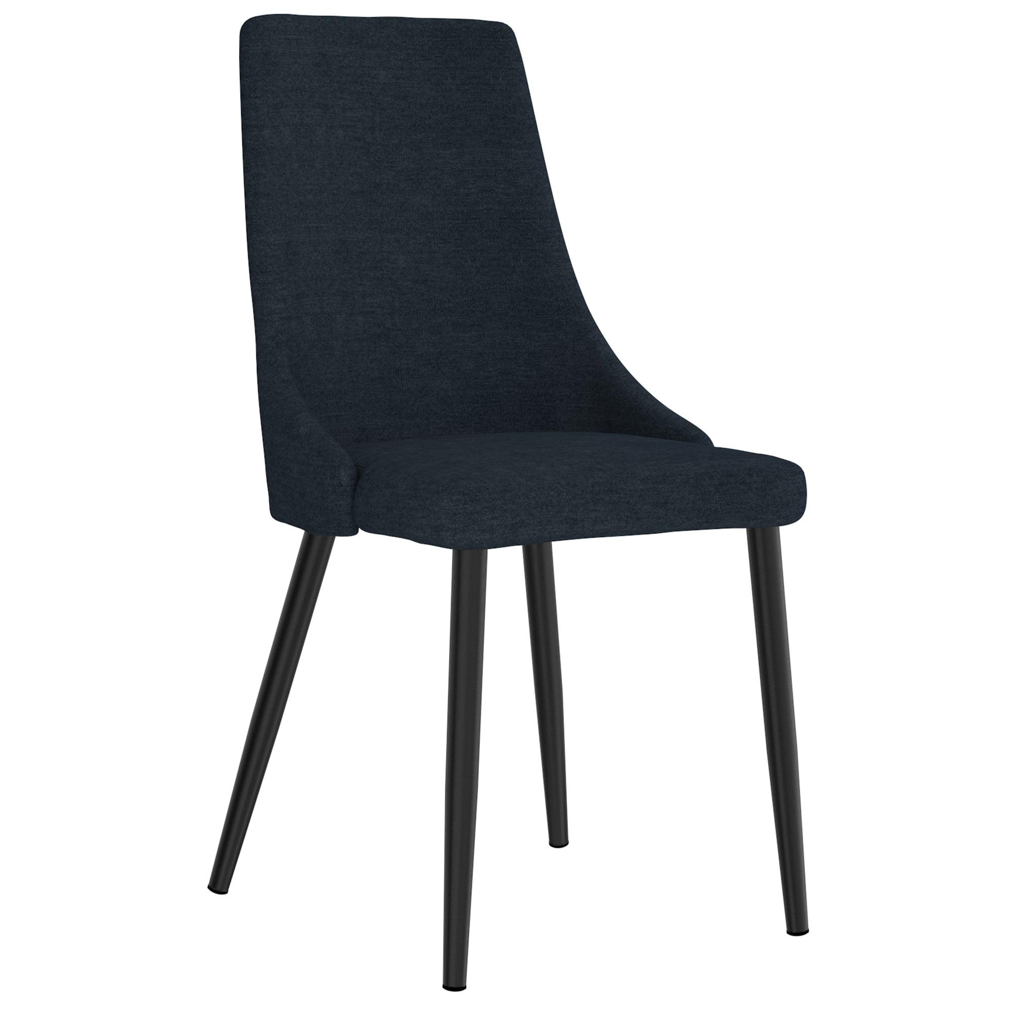 Mid-Century Textured Blue Upholstered Side Chair with Metal Legs