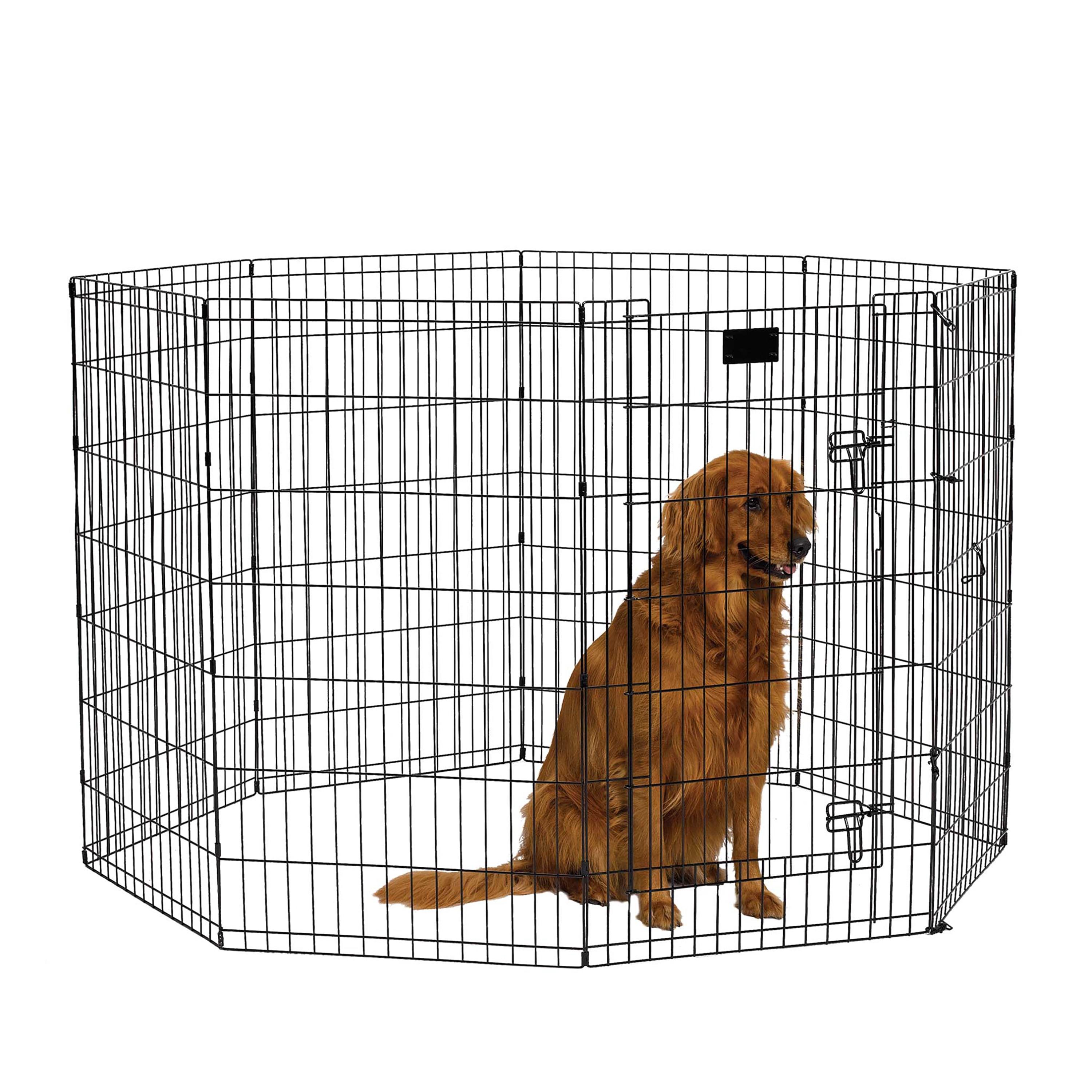 MidWest Homes for Pets Foldable Metal Dog Exercise Pen / Pet Playpen, Black w/ door, 24'W x 42'H