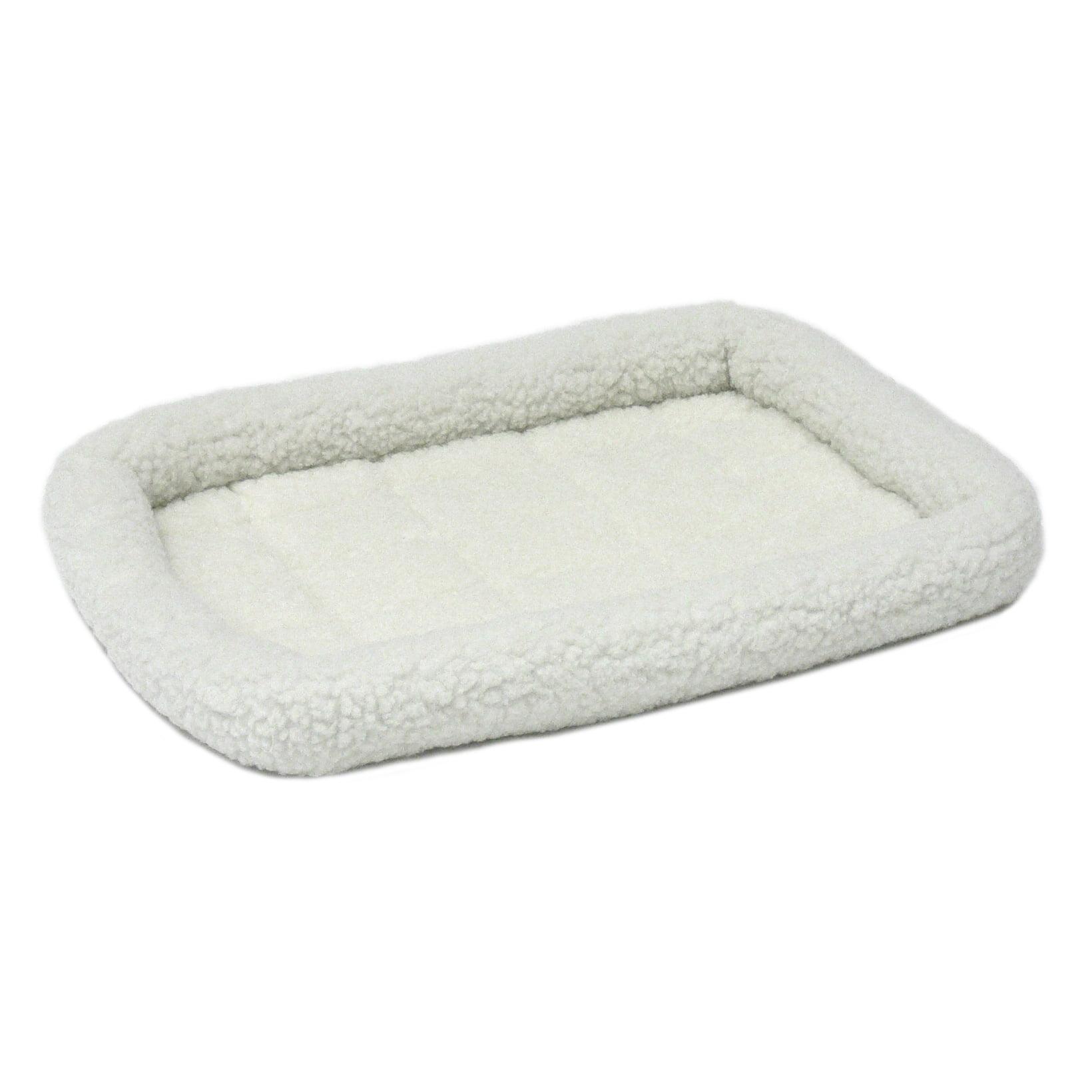 18-Inch White Fleece Bolstered Dog Bed