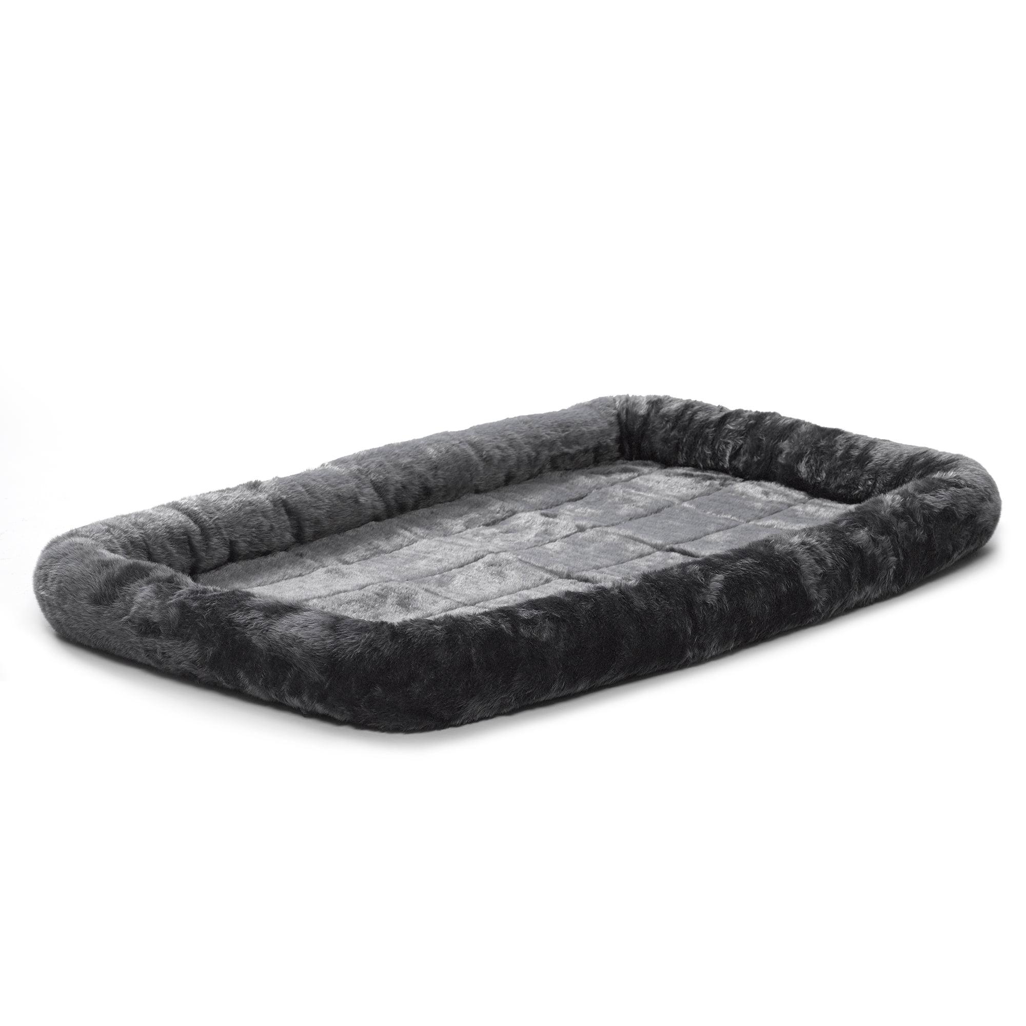 Gray Plush Bolstered Pet Bed for Small Dogs