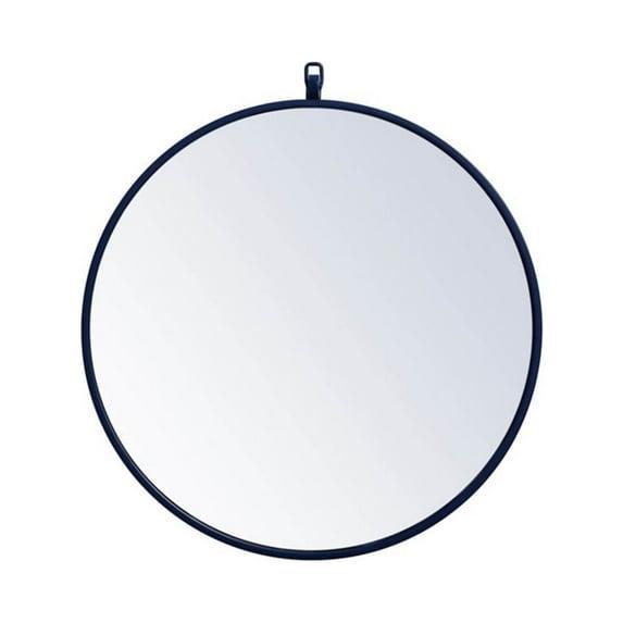 Elegant Lighting Metal frame round mirror with decorative hook 21 inch in Blue