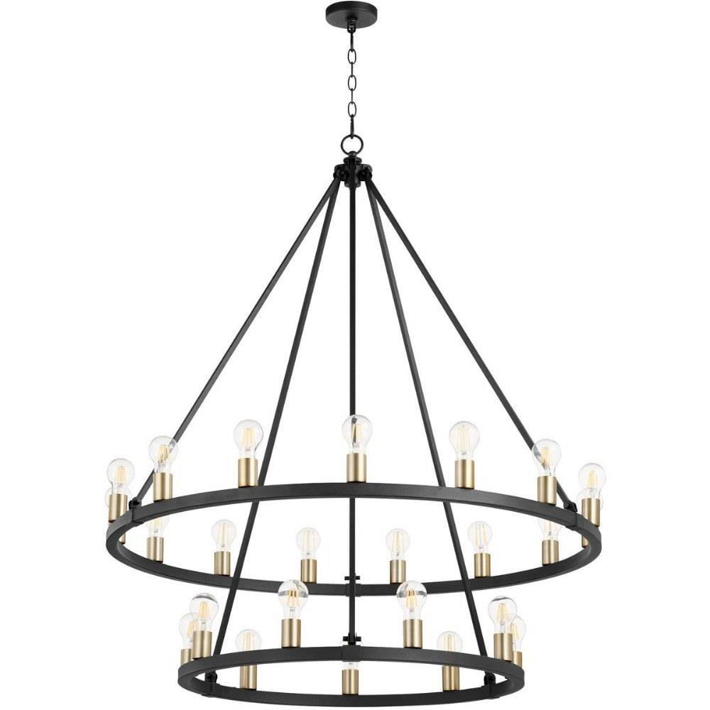 Paxton Noir & Aged Brass 24-Light Wagon Wheel Chandelier