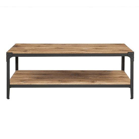 Angle Iron Rustic Engineered Wood Coffee Table - Barnwood Brown