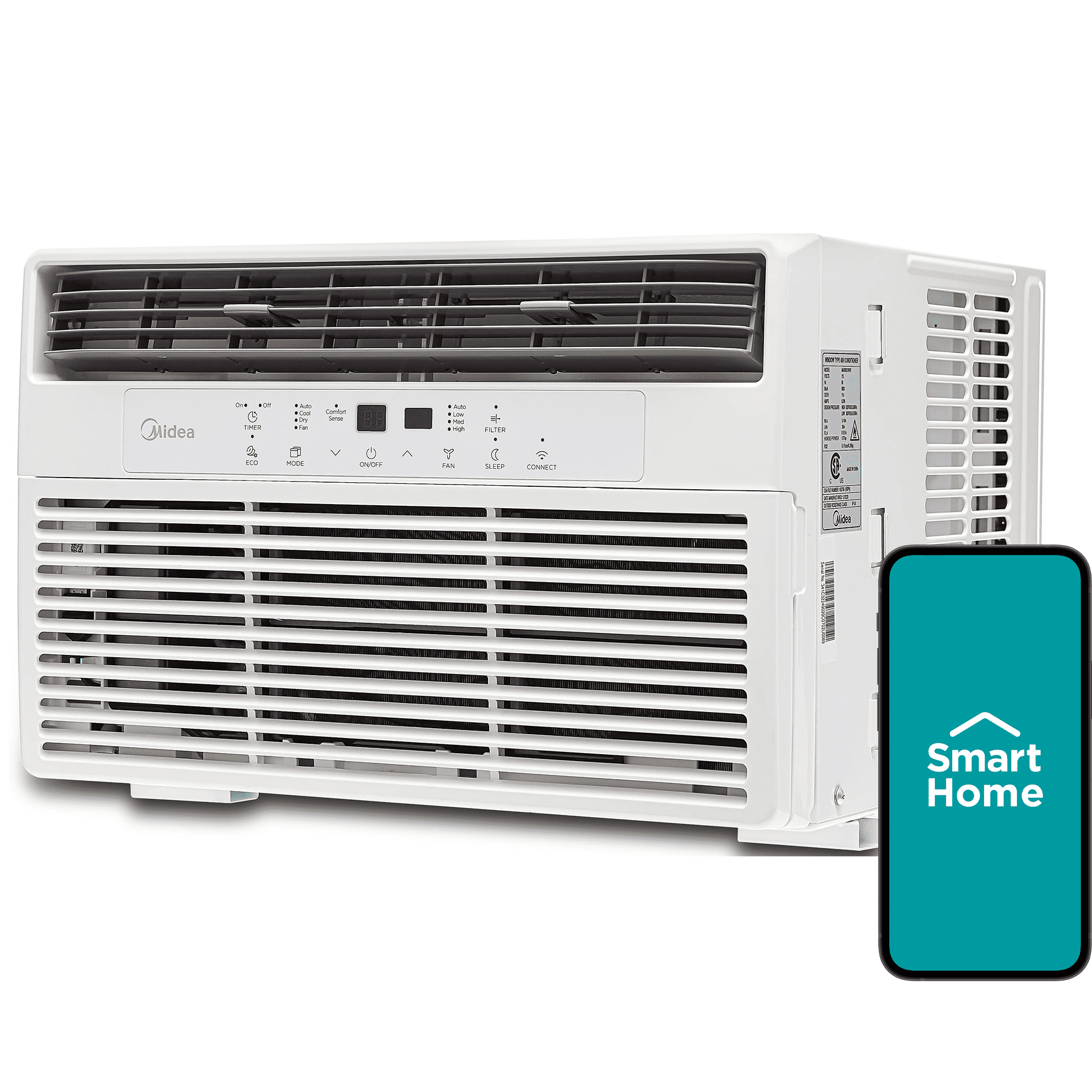 Midea 8,000 BTU 115V Smart Window Air Conditioner with Comfort Sense Remote, up to 350 Sq. ft., White, MAW08S1DWWT, New