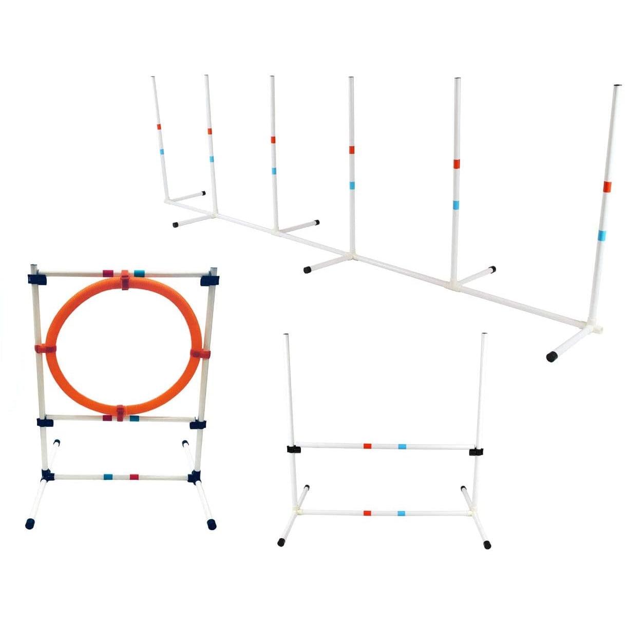 Midlee Dog Agility Beginner Set- Hoop Jump, Weave Poles, and Bar Jump