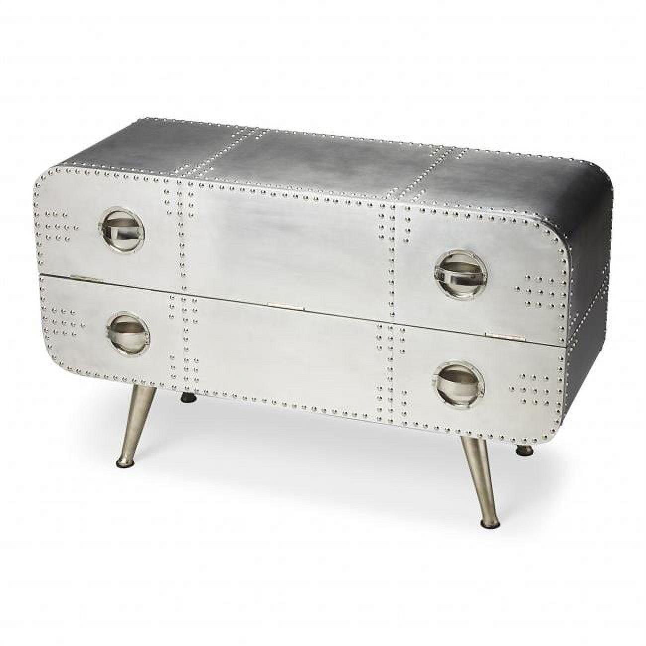 Midway Aviator 43" Silver Metal Console Chest with Tapered Legs