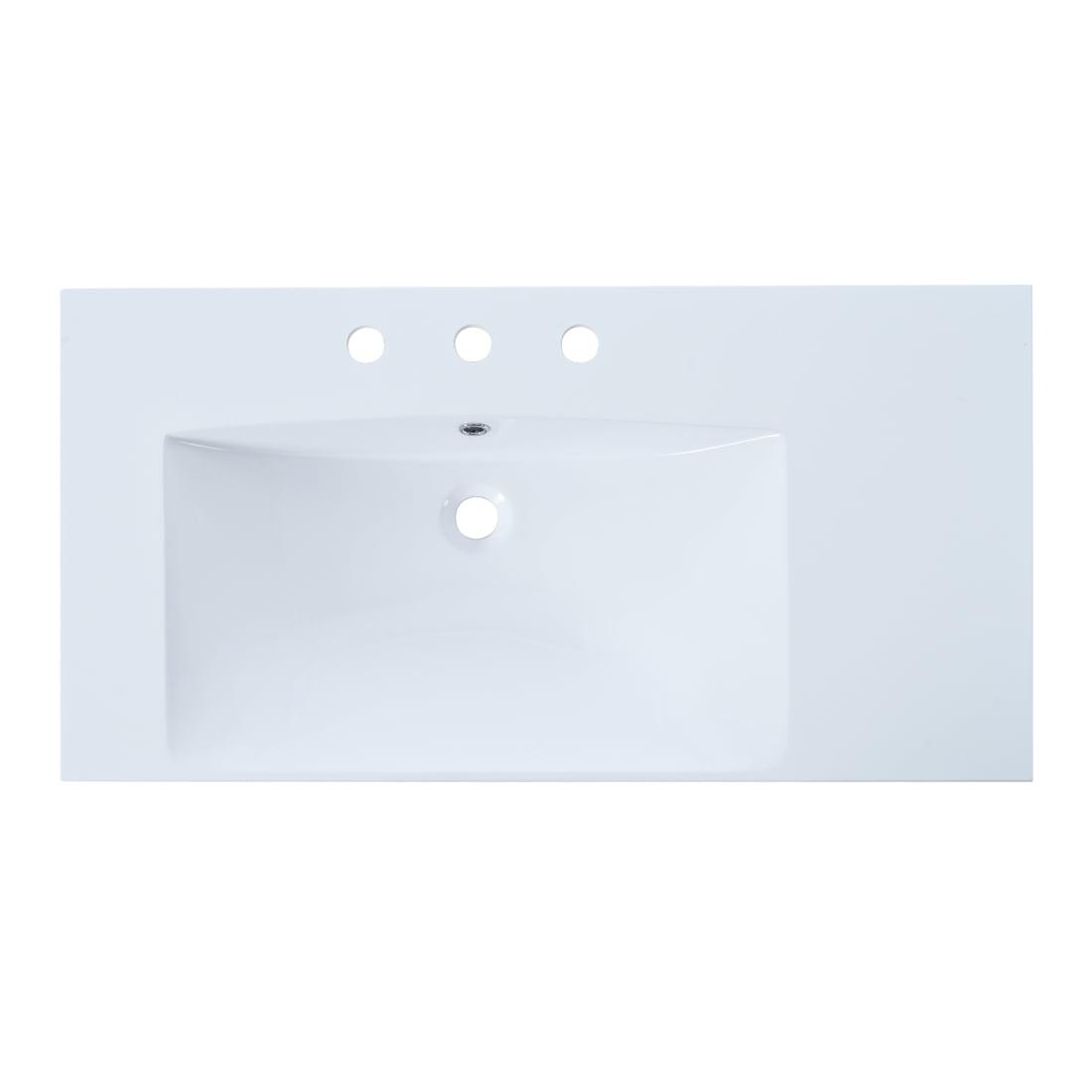 Miekor Furniture 36" Single Bathroom Basin Sink, Left Offset Sink Vanity Top Only, 3-Faucet Holes, Resin 69AAK