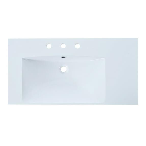 Miekor Furniture 36" Single Bathroom Basin Sink, Left Offset Sink Vanity Top Only, 3-Faucet Holes, Resin 69AAK