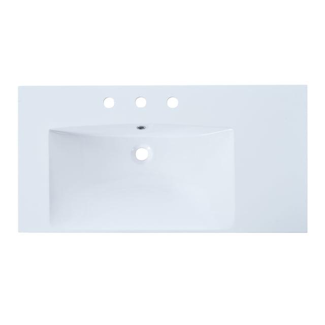 Miekor Furniture 36" Single Bathroom Basin Sink, Left Offset Sink Vanity Top Only, 3-Faucet Holes, Resin 69AAK