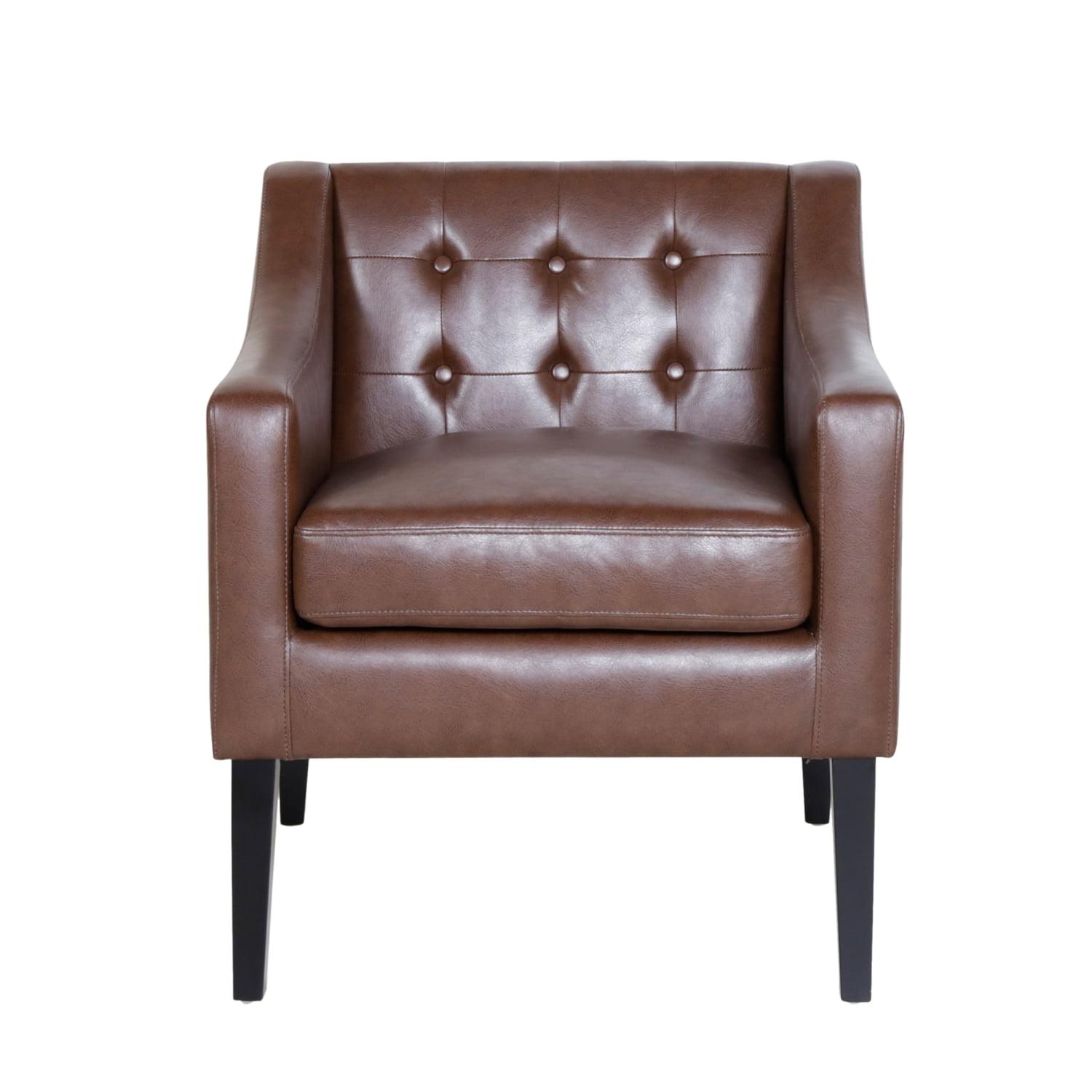 Espresso Elegance Faux Leather Square Arm Side Chair