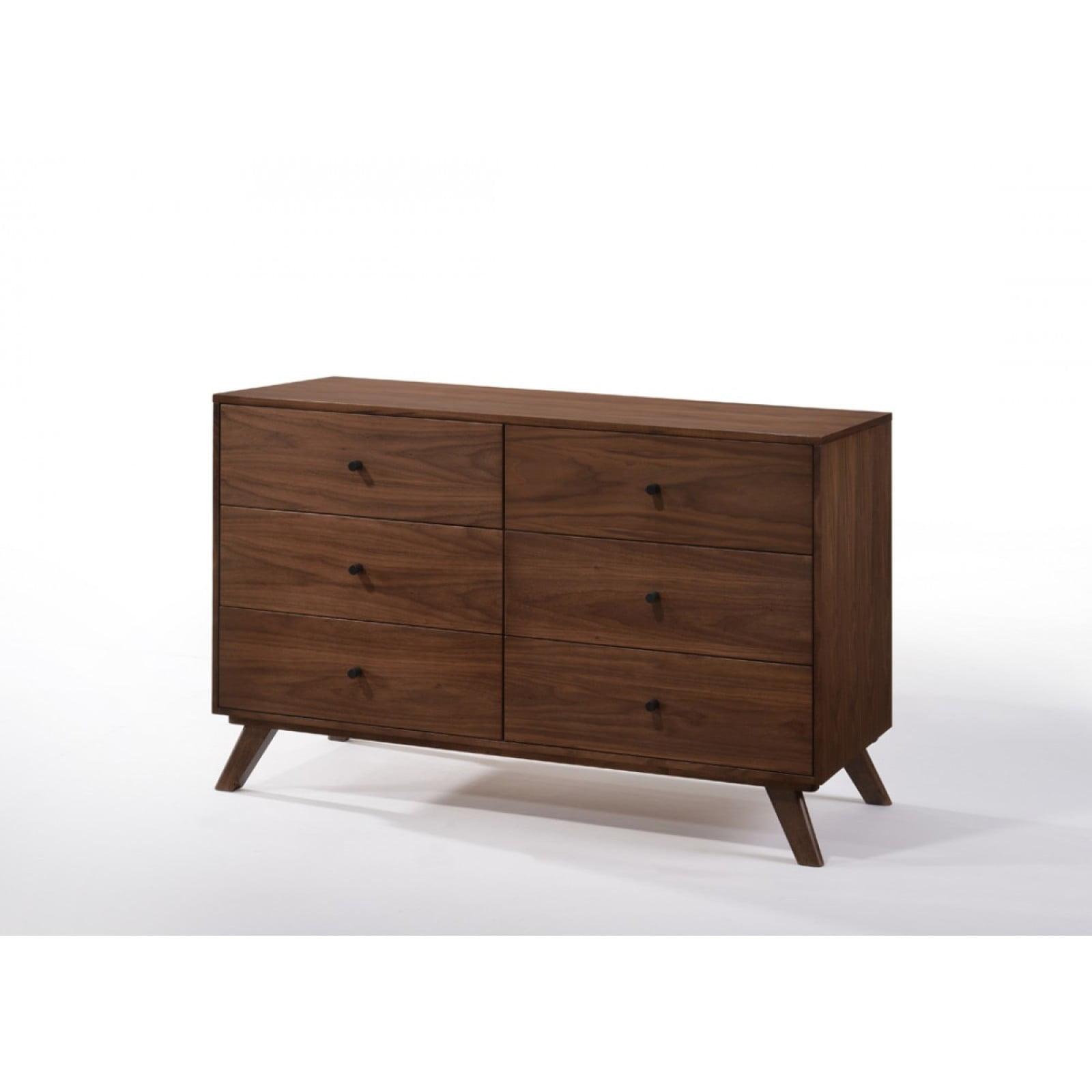 Mid-Century Modern Walnut 6-Drawer Dresser