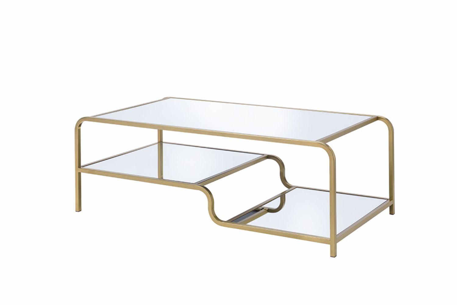 Everly Quinn Mirrored & Gold Finish Coffee Table