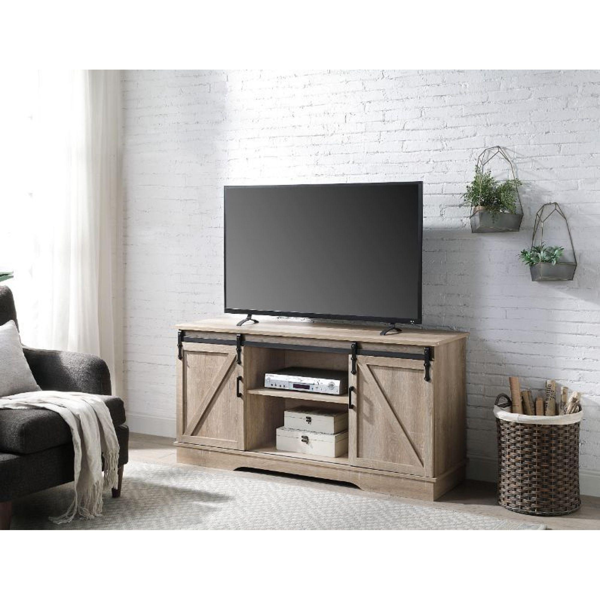 Bennet 58" Oak Corner TV Stand with Cabinet