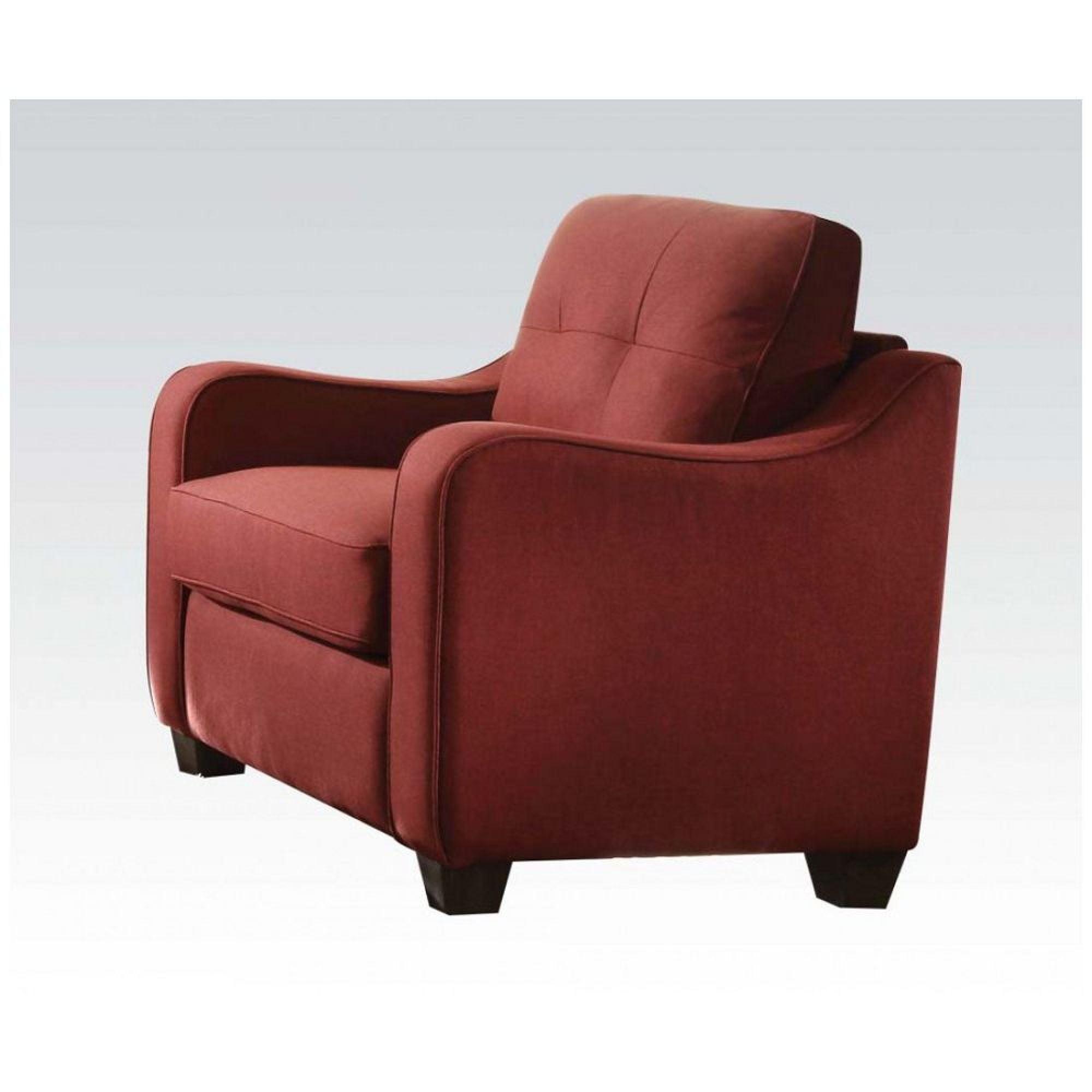 Cleavon II Modern Red Linen Chaise with Wood Grain Legs