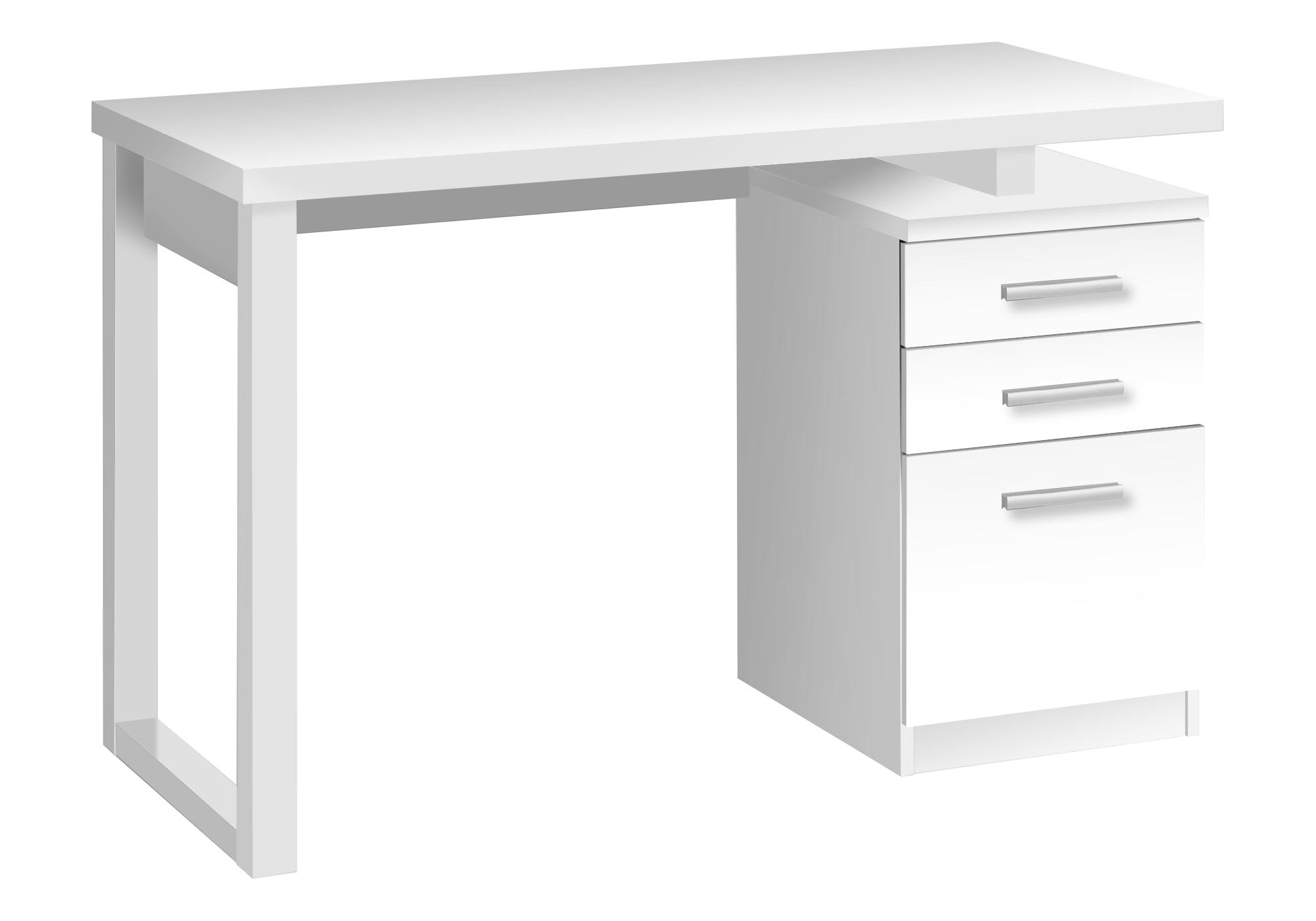 Monarch Specialties Computer Desk Home Office Laptop Left Right Set-Up Storage Drawers 48InchL Work Laminate White Contemporary Modern