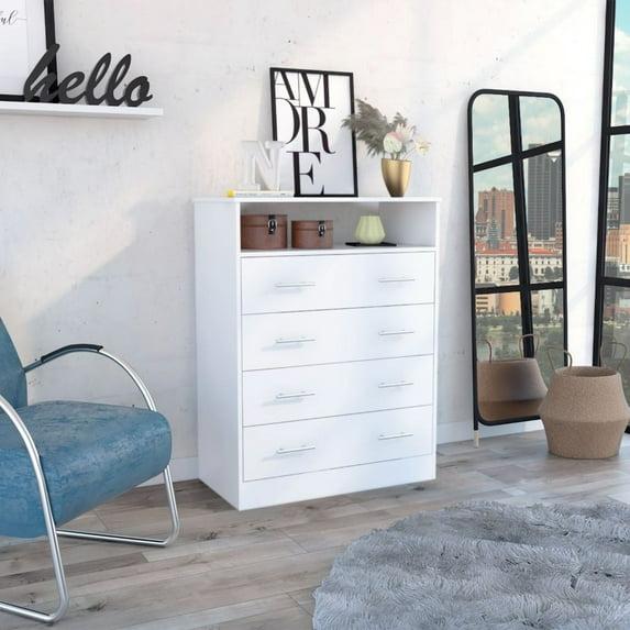 Miekor Furniture Dover 4-Drawer Rectangle Dresser White W5U072