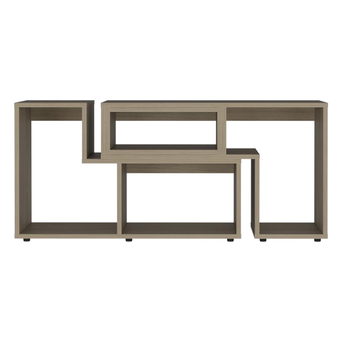 Treevol Furniture, Extendable TV Stand Houston, Multiple Shelves, Light Pine Finish-Indoor